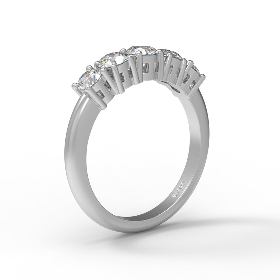 Moissanite Classic Five-Stone Band Ring – Sterling Silver