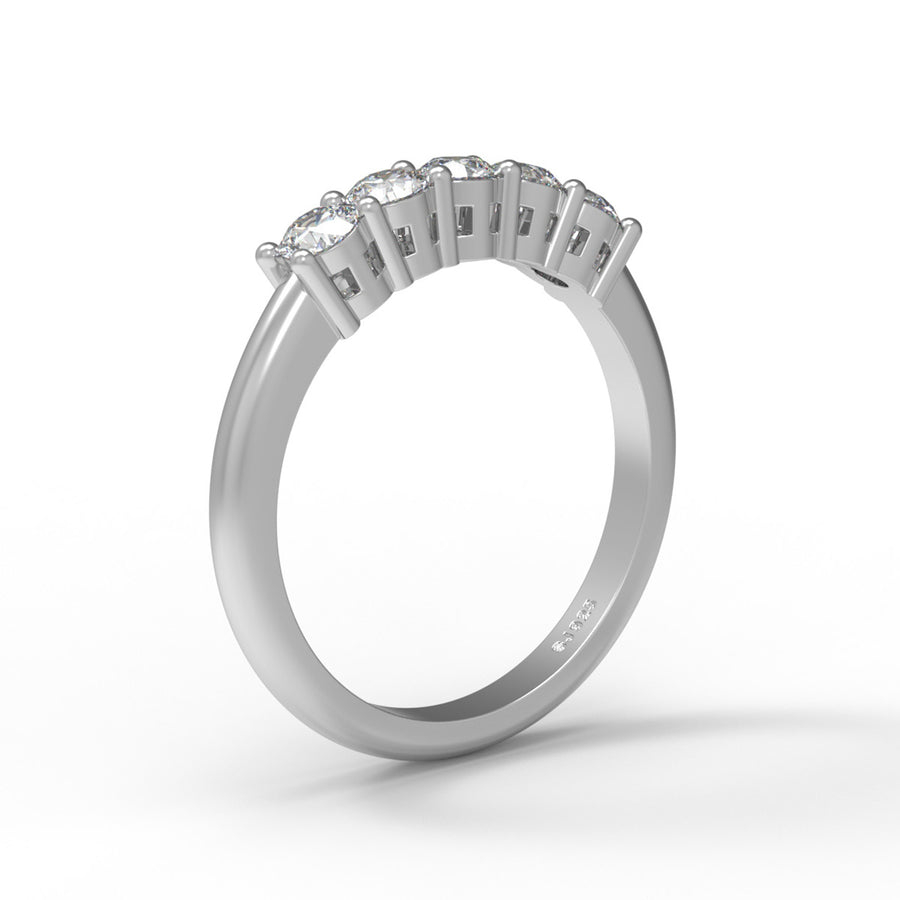 Moissanite Classic Five-Stone Band Ring – Sterling Silver