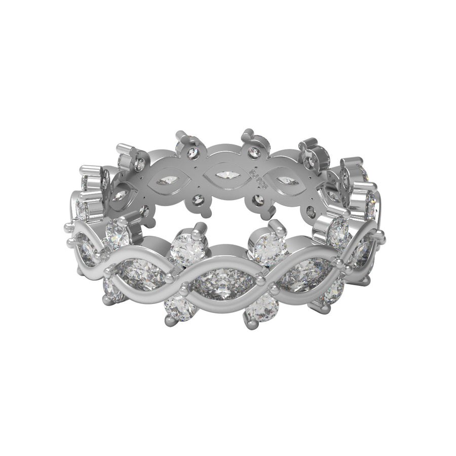 Moissanite Eternity Band Twisted Vine Ring – Sterling Silver