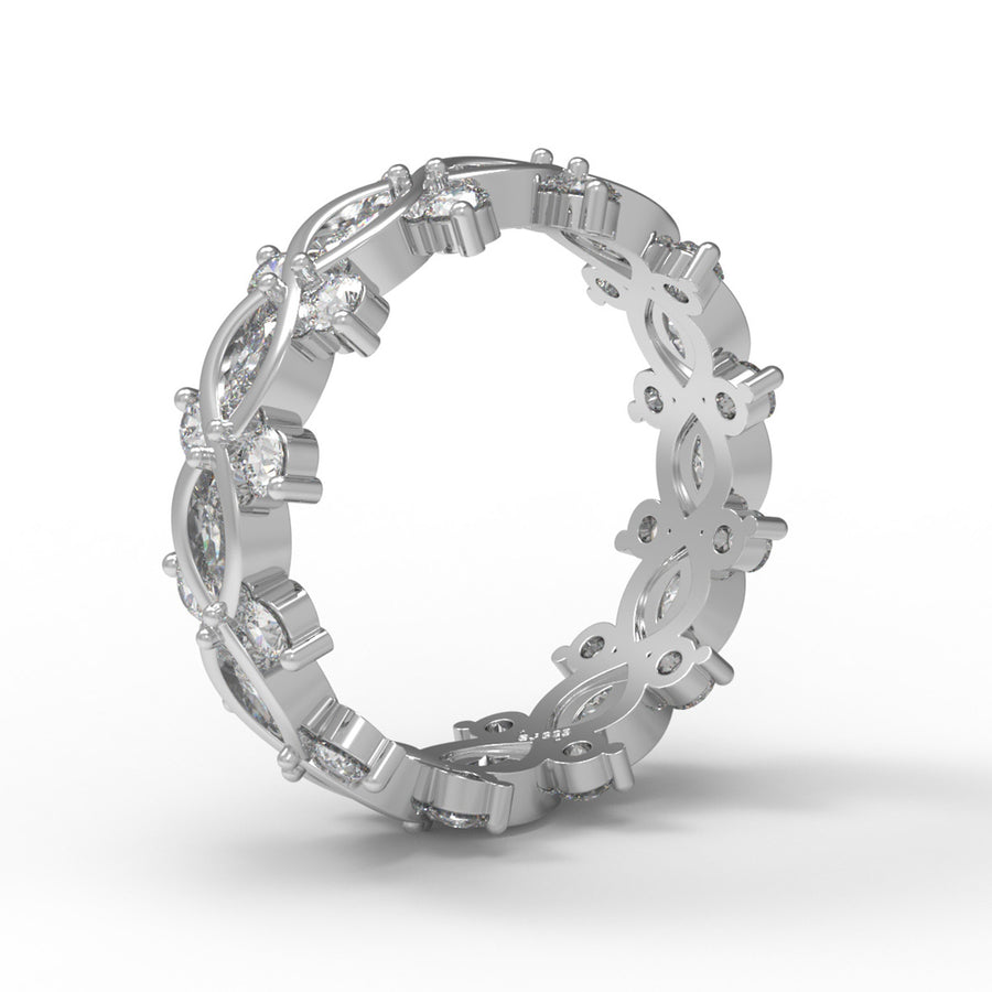 Moissanite Eternity Band Twisted Vine Ring – Sterling Silver