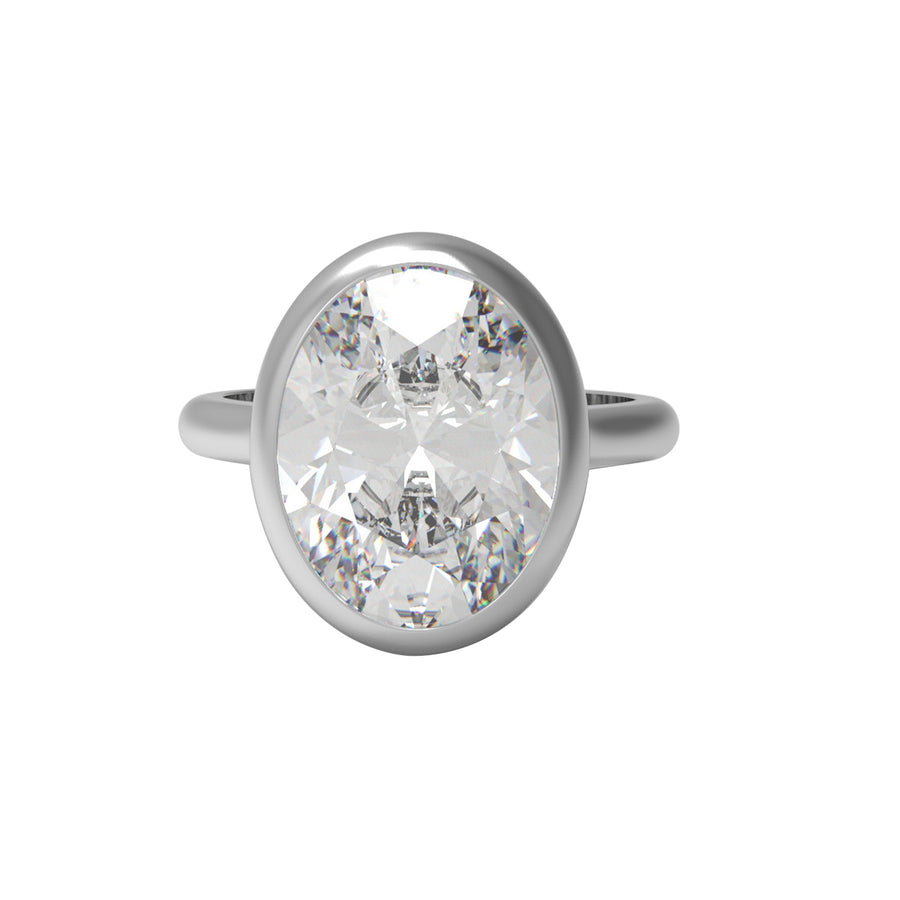 Moissanite Bezel Set Solitaire Ring - Sterling Silver