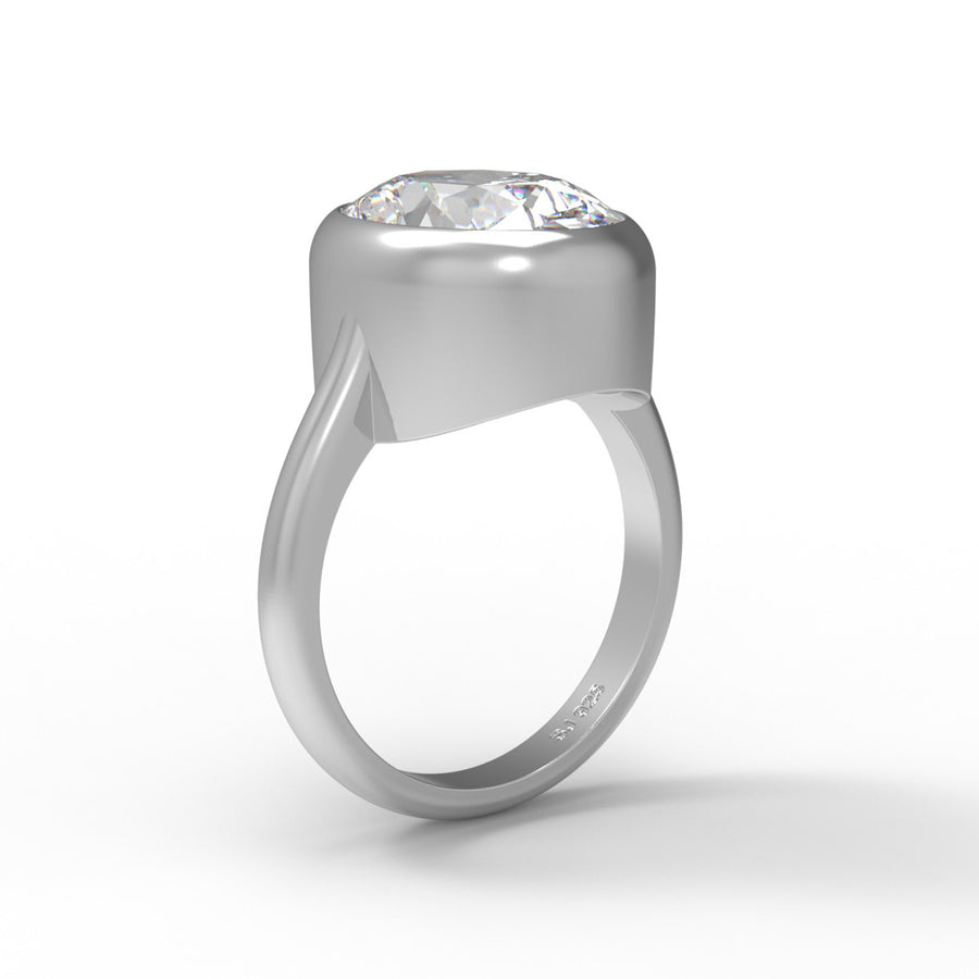 Moissanite Bezel Set Solitaire Ring - Sterling Silver