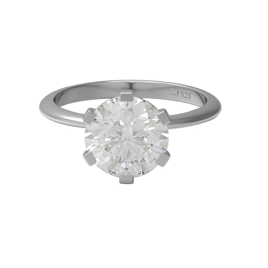 Moissanite Classic Six-Prong Solitaire Ring – Sterling Silver