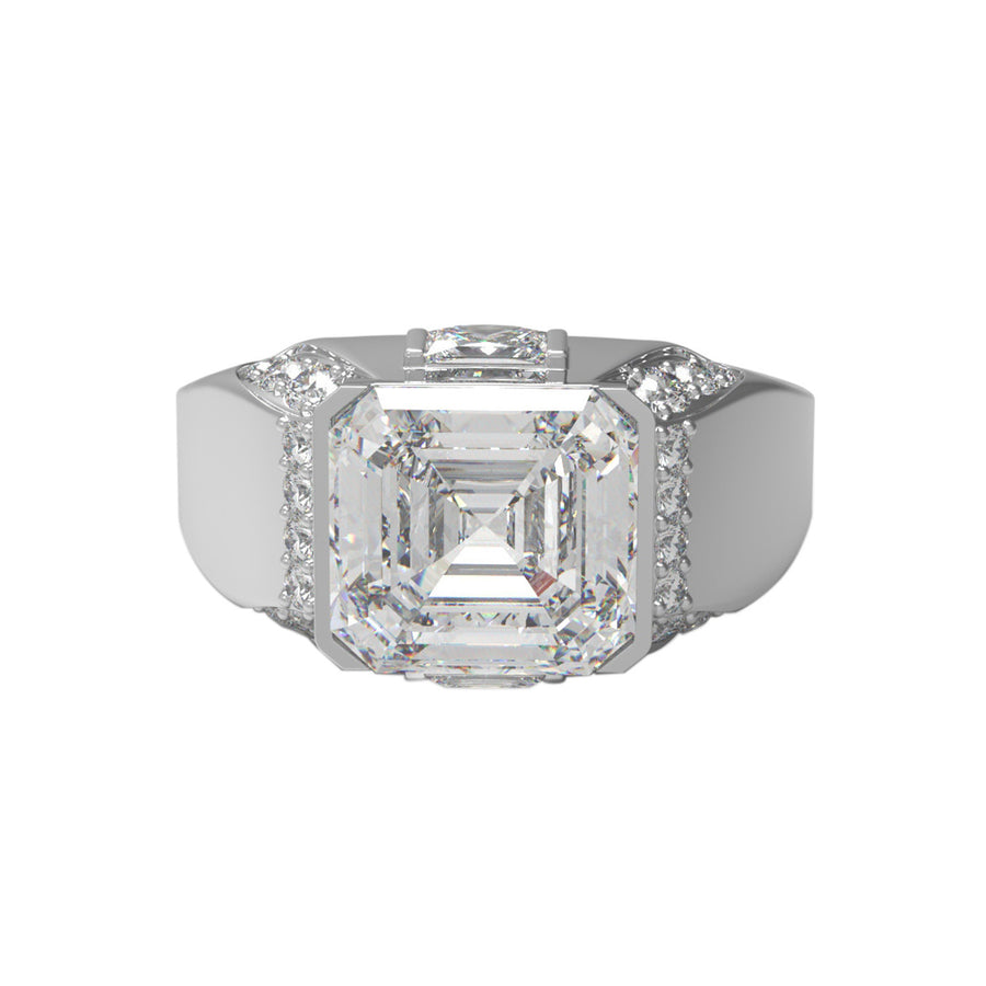 Moissanite Luxurious Bold  Men's Ring - Sterling Silver