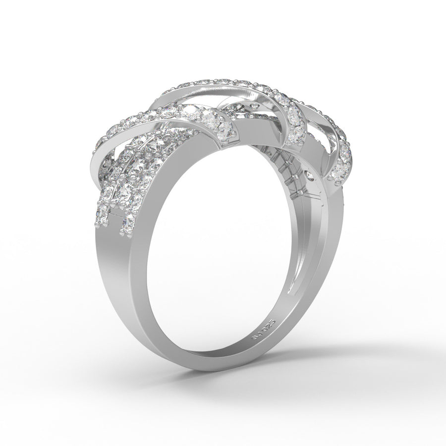 Moissanite Braided Band Multi-Row Ring - Sterling Silver