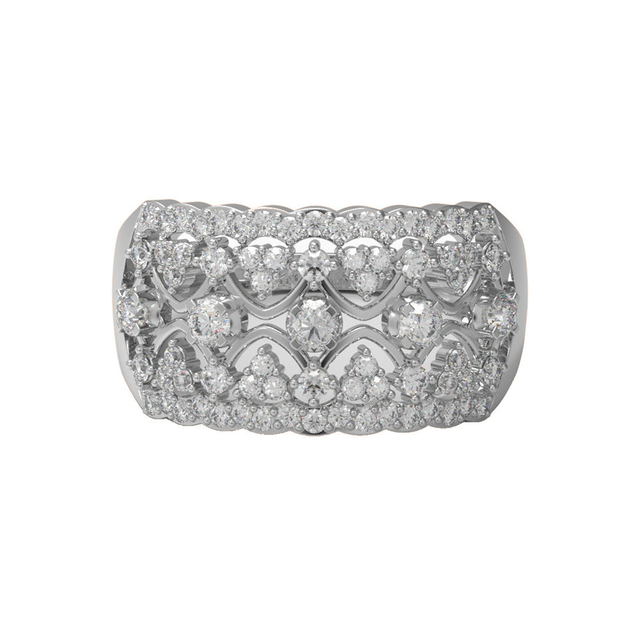 Moissanite Wide Lace-Inspired Band Ring - Sterling Silver