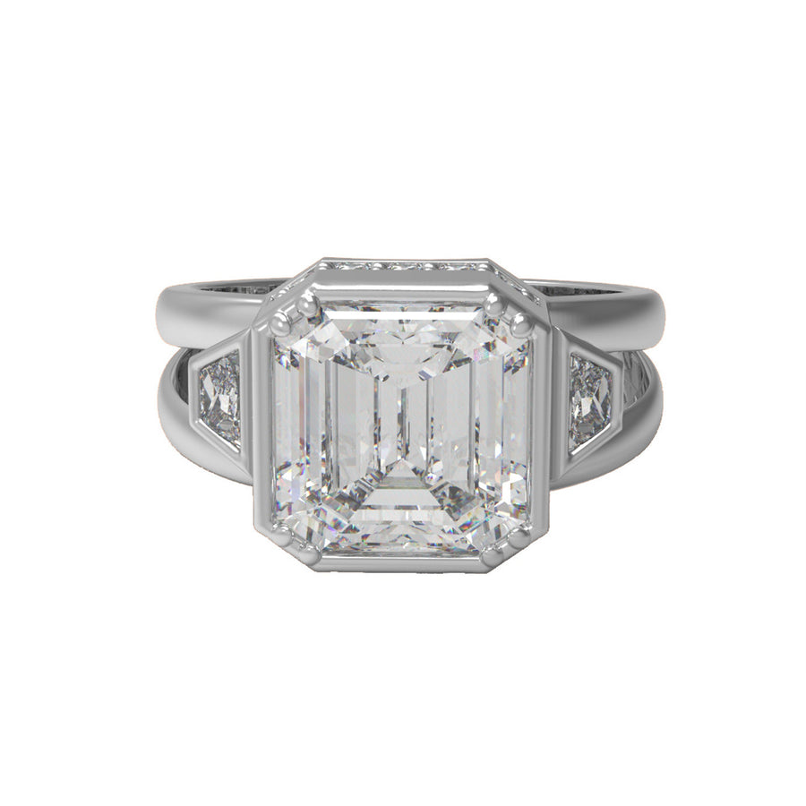 Moissanite Art Deco-Inspired Solitaire Ring – Sterling Silver