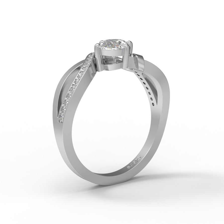 Moissanite Infinity Twist Pave Design Ring – Sterling Silver