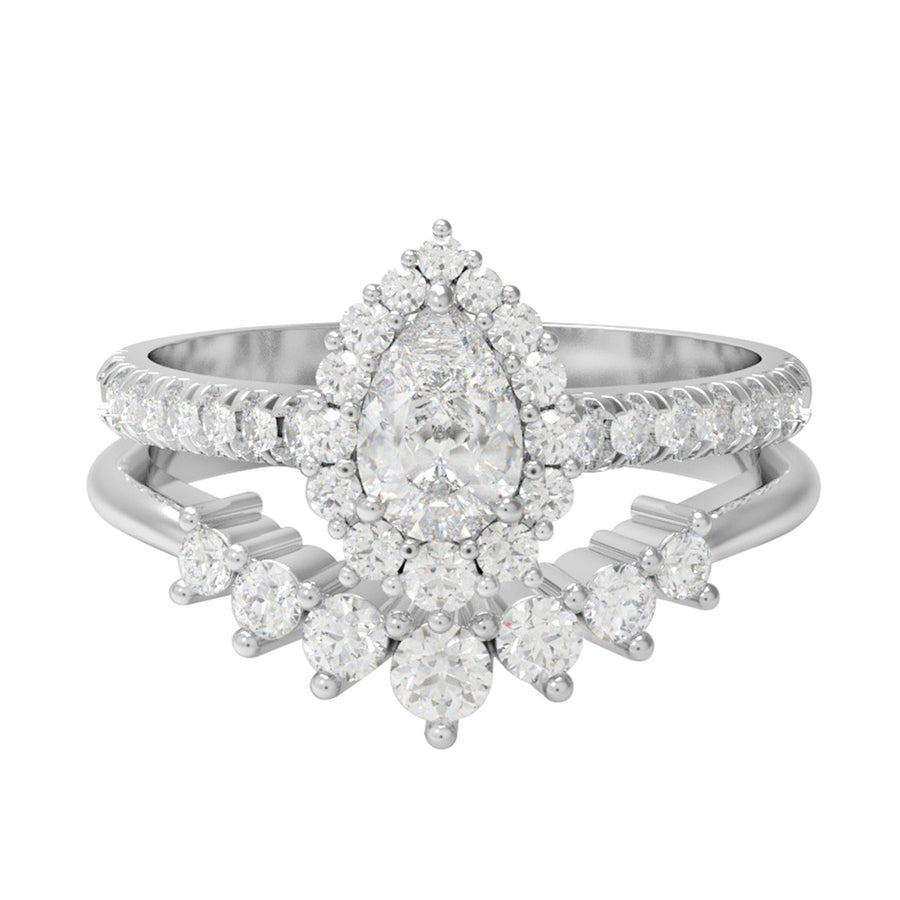 Moissanite Bridal Halo Ring - Sterling Silver
