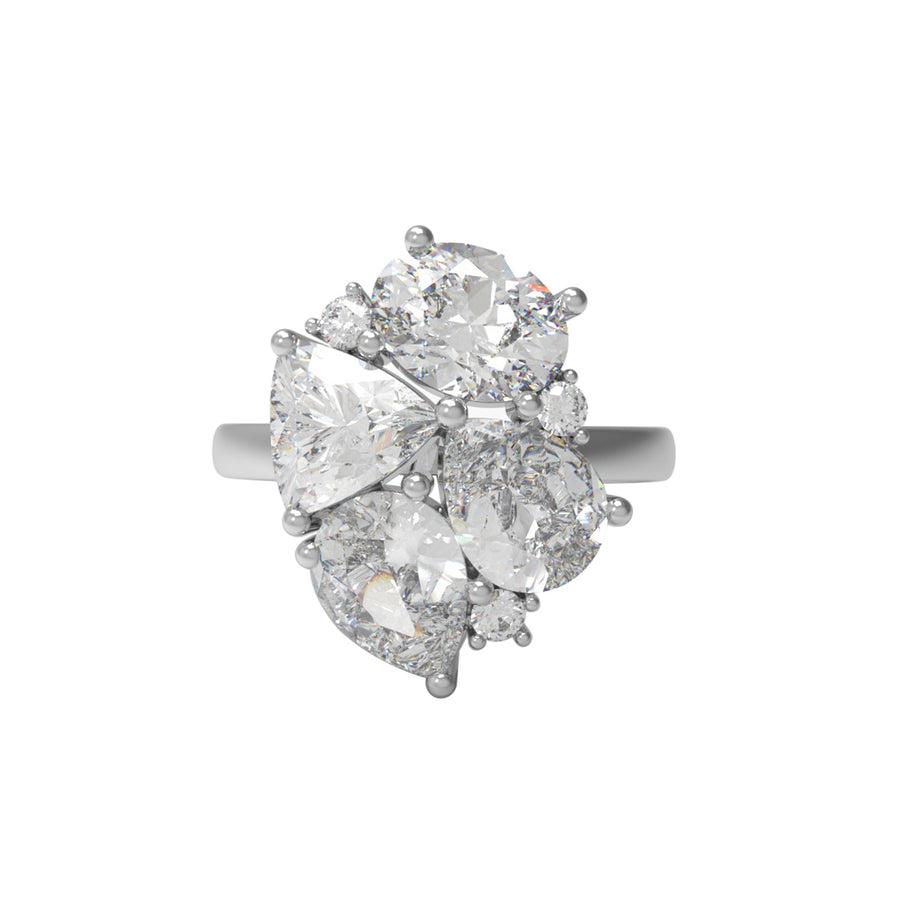 Moissanite Artistic Cocktail Design Ring – Sterling Silver