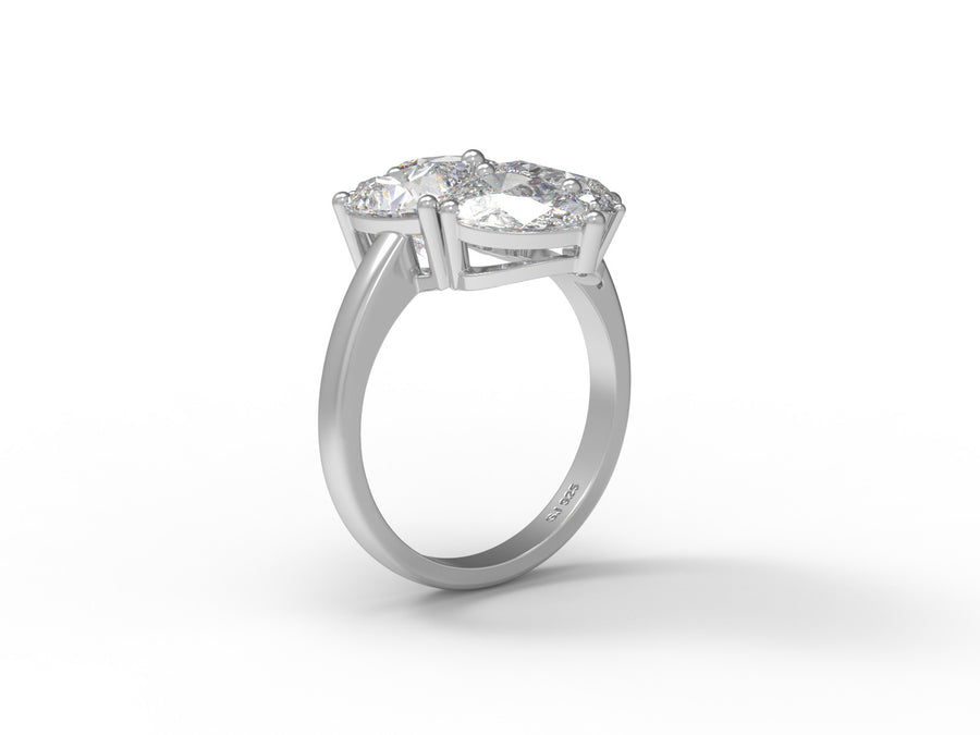 Moissanite Artistic Cocktail Design Ring – Sterling Silver