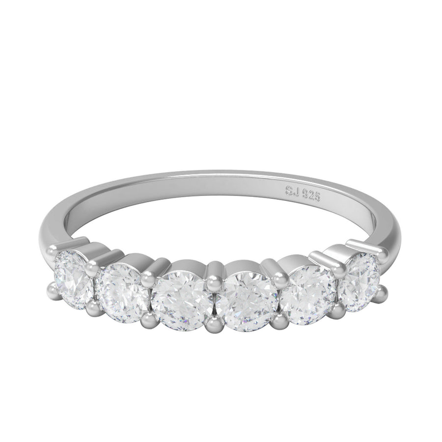 Moissanite Half Eternity Ring - Sterling Silver