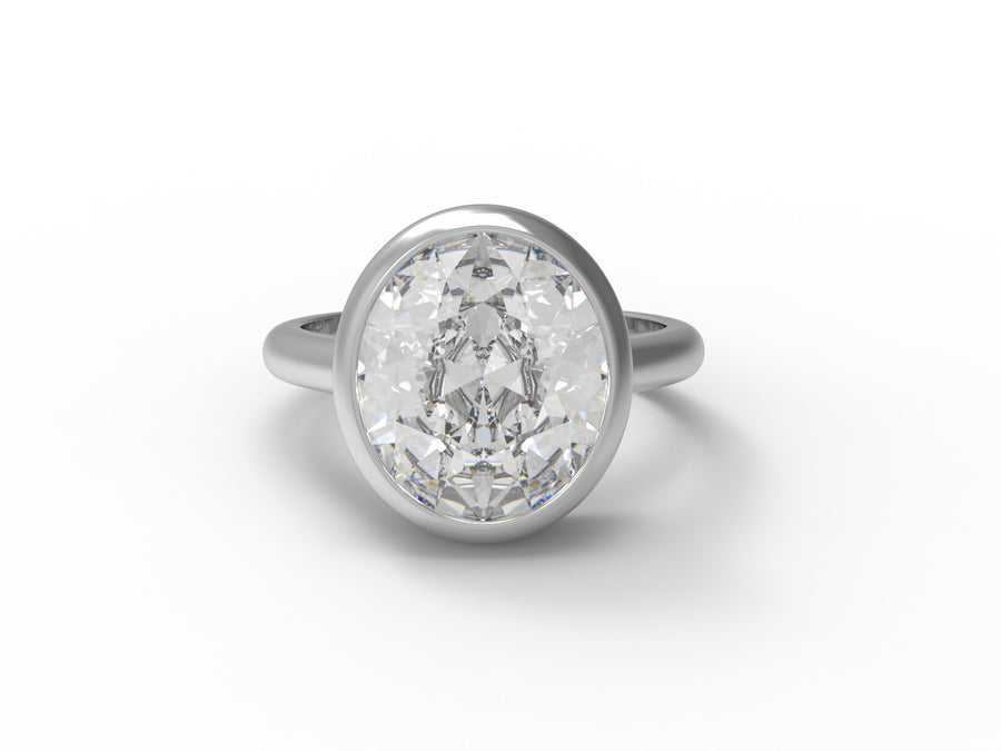 Moissanite Bold Bezel Solitaire Design Ring – Sterling Silver