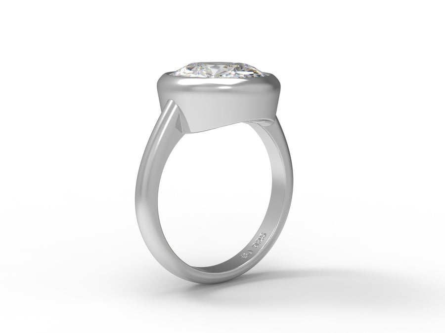 Moissanite Bold Bezel Solitaire Design Ring – Sterling Silver