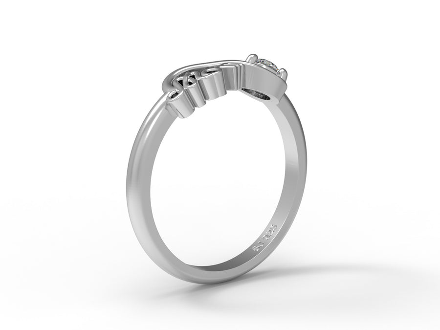 Moissanite “Mom” Infinity Meaningful Gift Ring – Sterling Silver