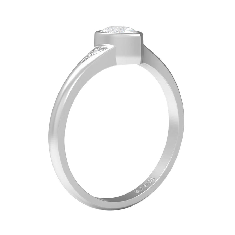 Moissanite Tapered Pave Accent Design Ring – Sterling Silver