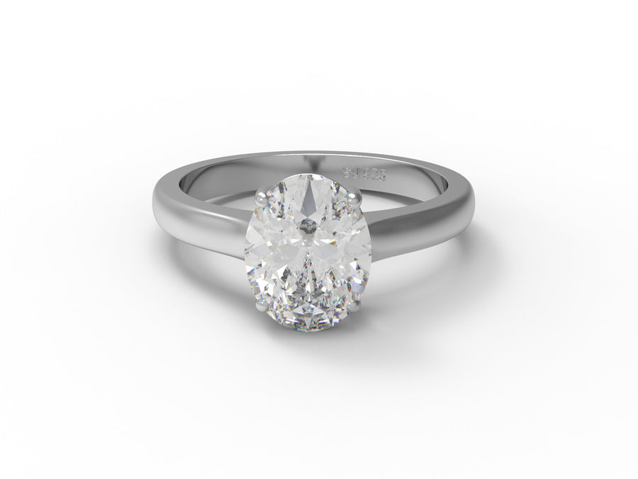 9X7MM Oval Shape Moissanite 925 Sterling Silver Solitaire Women Wedding Ring