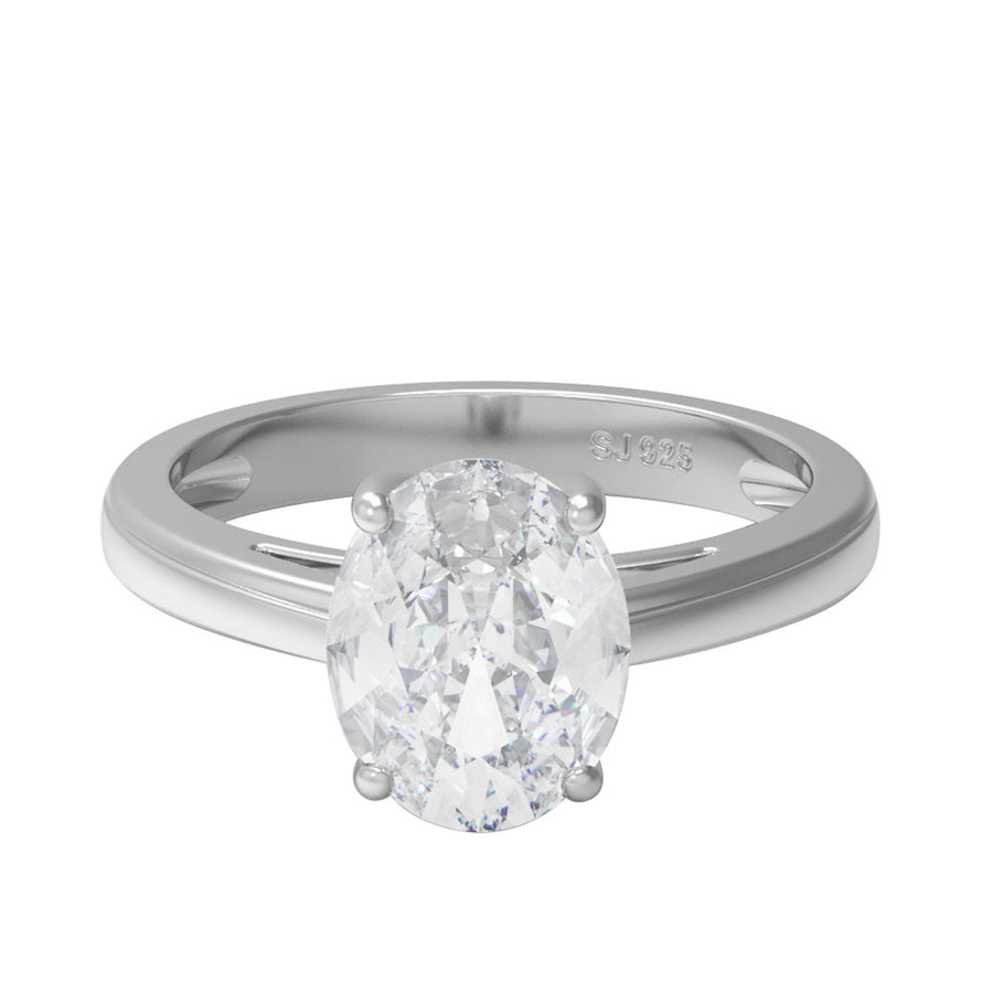 Moissanite Classic Solitaire with Open Gallery Ring – Sterling Silver