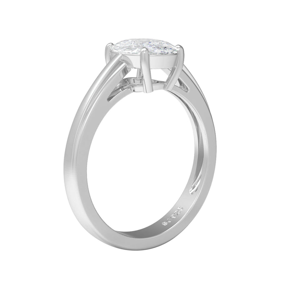 Moissanite Classic Solitaire with Open Gallery Ring – Sterling Silver