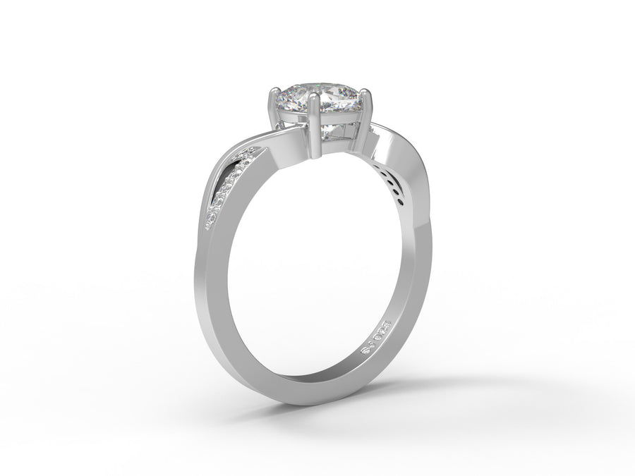 Moissanite Infinity Twist Pave Band Ring – Sterling Silver