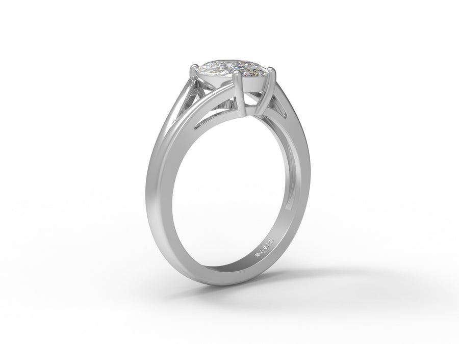 Moissanite Modern Split Shank Solitaire Ring – Sterling Silver
