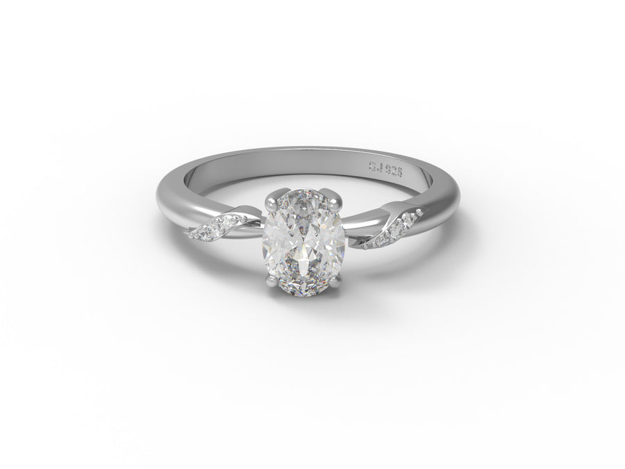 Moissanite Twisted Vine Accent Design Ring – Sterling Silver