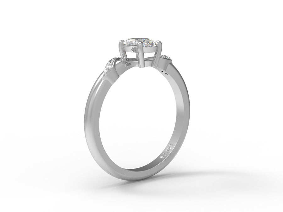 Moissanite Twisted Vine Accent Design Ring – Sterling Silver