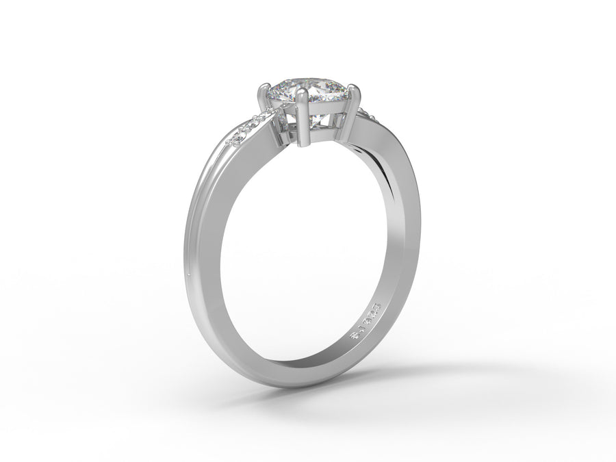 Moissanite Twisted Pave Accent Band Ring – Sterling Silver