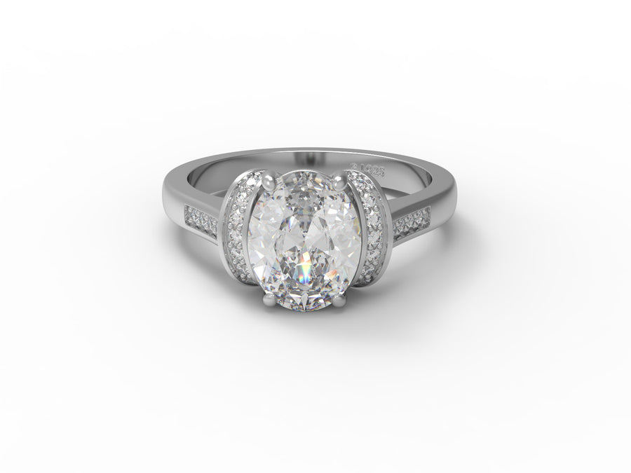 Moissanite Vintage Inspired Pave Split Shank Ring – Sterling Silver