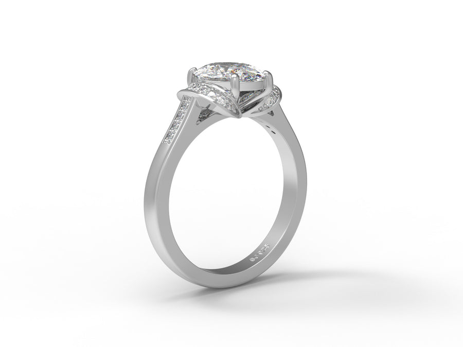 Moissanite Vintage Inspired Pave Split Shank Ring – Sterling Silver