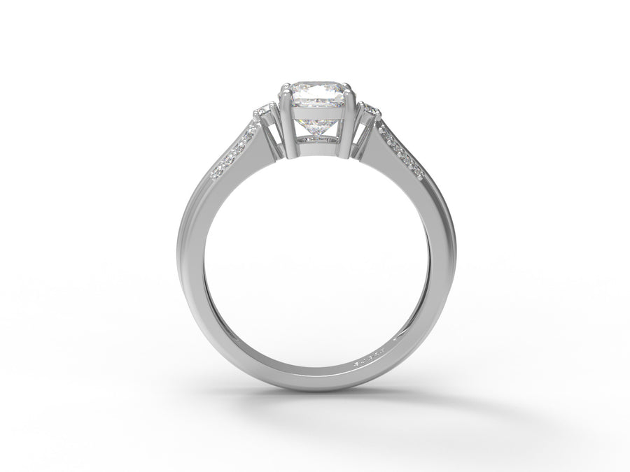 Moissanite Pave Accent Engagement Ring – Sterling Silver