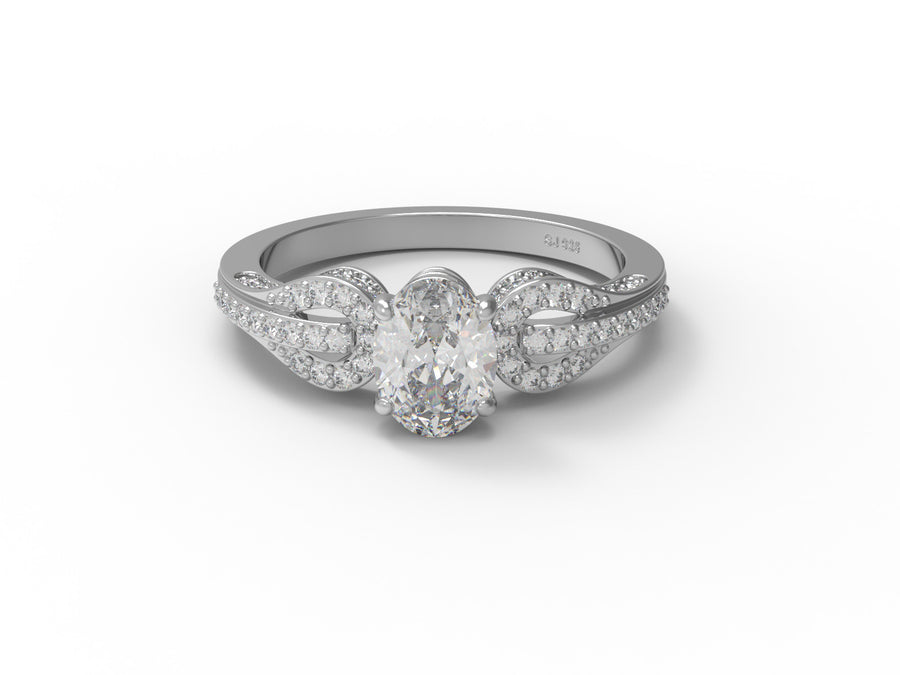 Moissanite Twisted Pave Accents Ring - Sterling Silver
