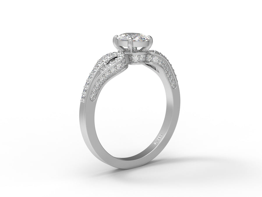 Moissanite Twisted Pave Accents Ring - Sterling Silver