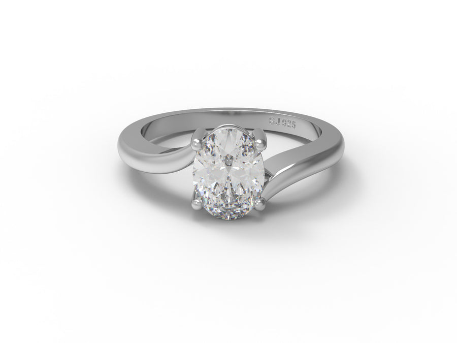 Moissanite Elegant Split Shank Solitaire Ring – Sterling Silver