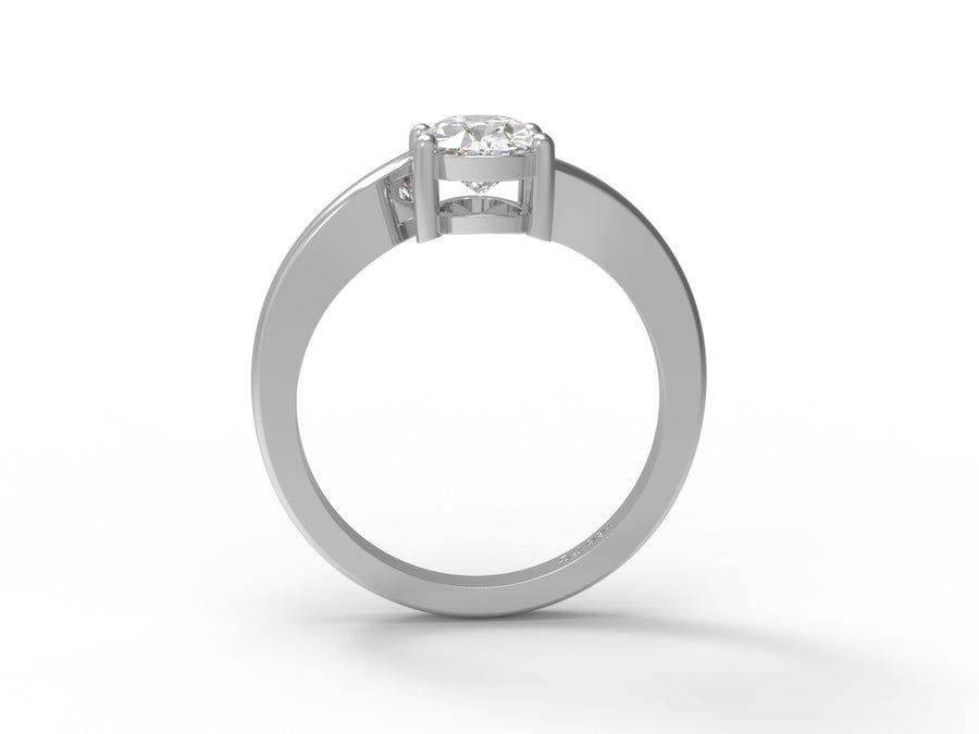 Moissanite Elegant Split Shank Solitaire Ring – Sterling Silver