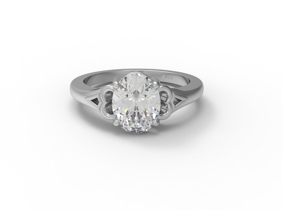 Moissanite Vintage-Inspired Scroll Design Ring – Sterling Silver