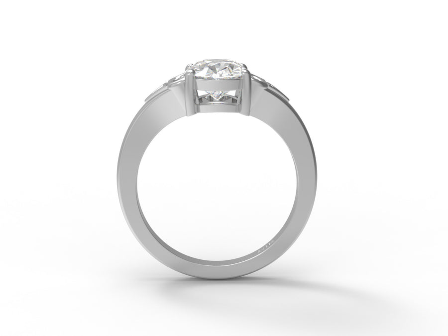 Moissanite Vintage-Inspired Scroll Design Ring – Sterling Silver