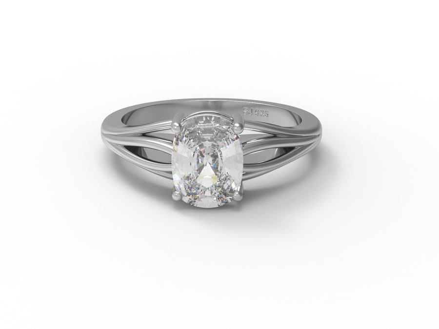 Moissanite Oval Cut Solitaire Ring - Sterling Silver