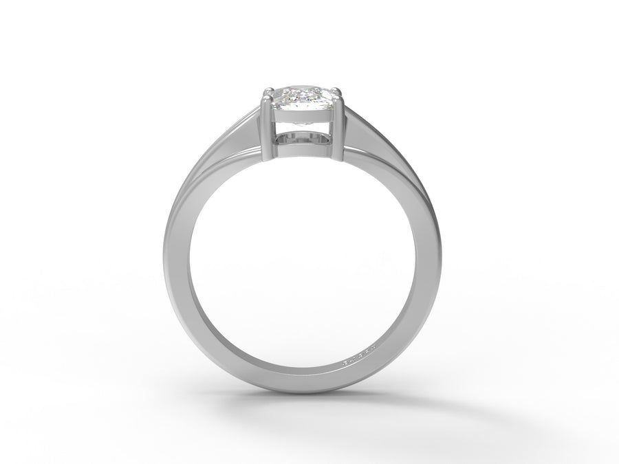 Moissanite Oval Cut Solitaire Ring - Sterling Silver