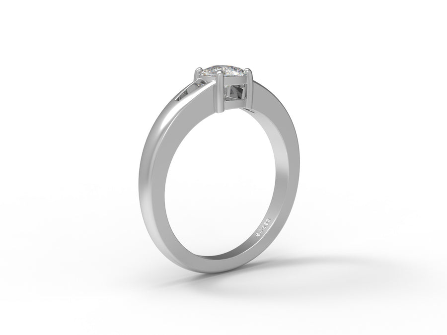 Moissanite Solitaire Split Gallery Ring – Sterling Silver