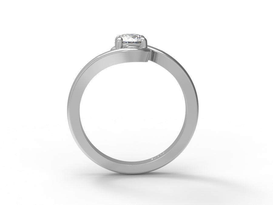 Moissanite Bypass Solitaire Design Ring – Sterling Silver