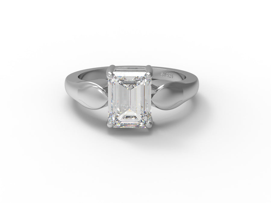 Moissanite Tapered Band Solitaire Ring - Sterling Silver