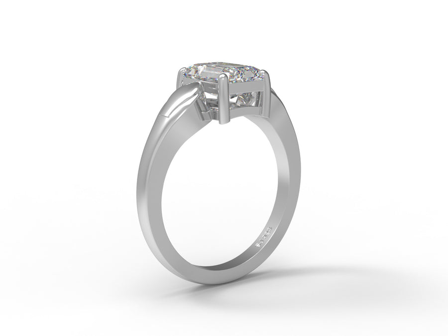 Moissanite Tapered Band Solitaire Ring - Sterling Silver