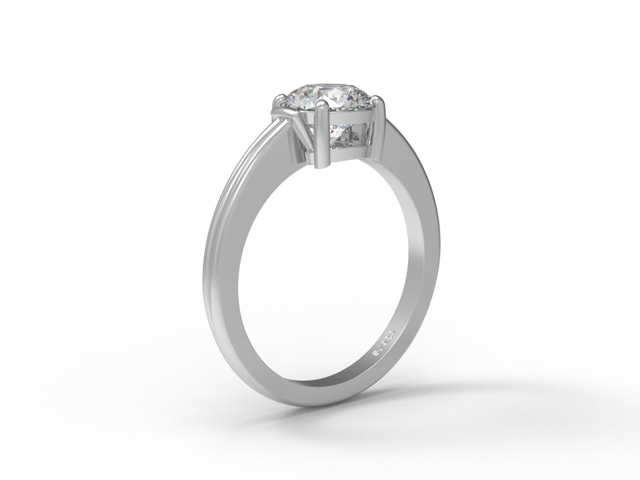 Moissanite Double-Line Solitaire Ring - Sterling Silver