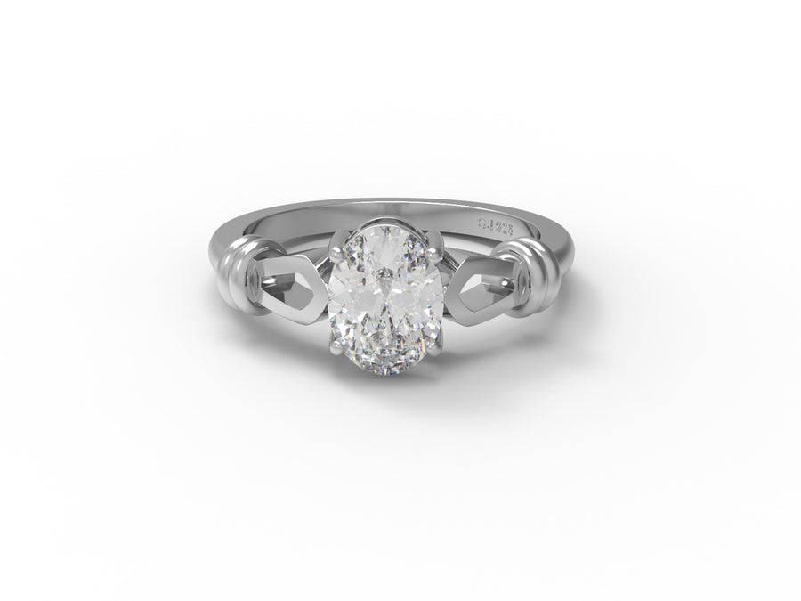 Moissanite Dual Knot Band Ring - Sterling Silver