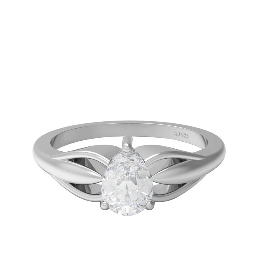 Moissanite Split Band Design Ring - Sterling Silver