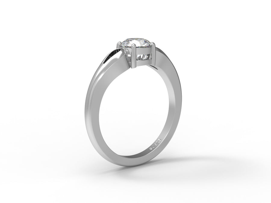 Moissanite Solitaire Leaf Design Ring - Sterling Silver