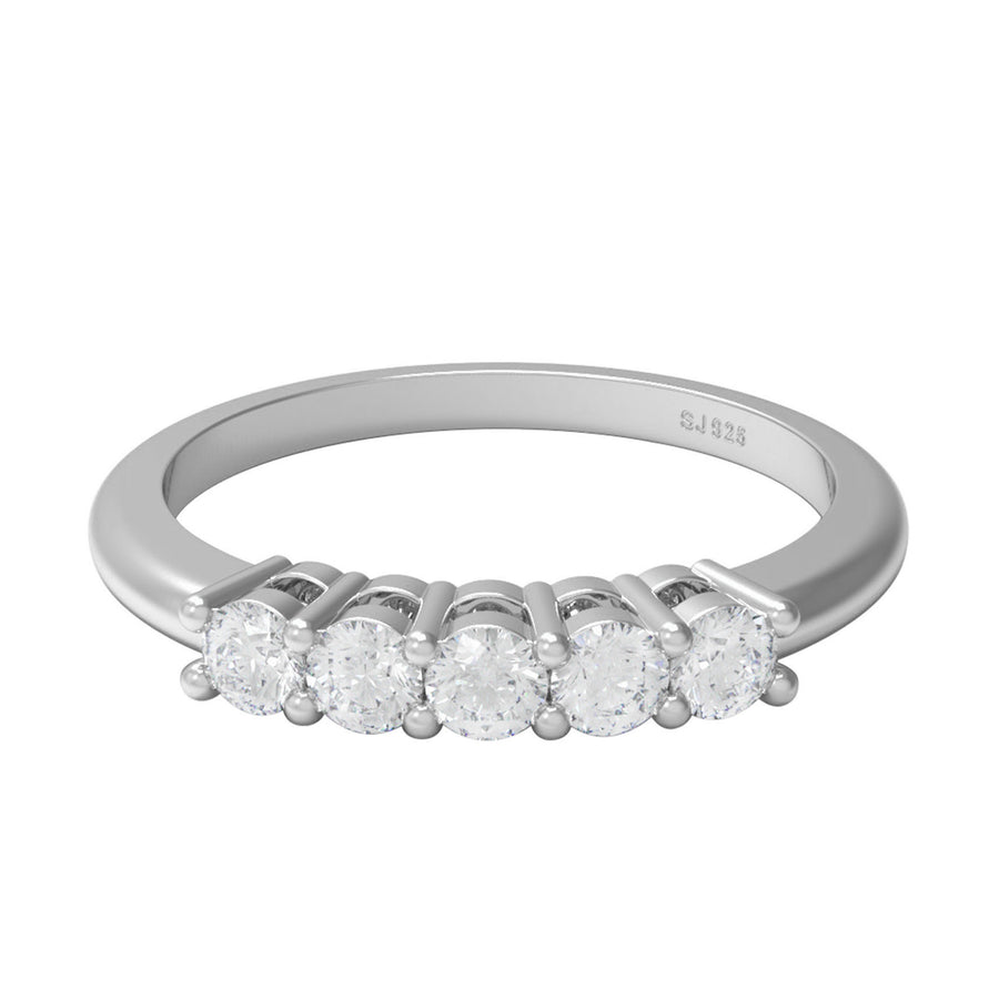 Moissanite Half Eternity Ring - Sterling Silver