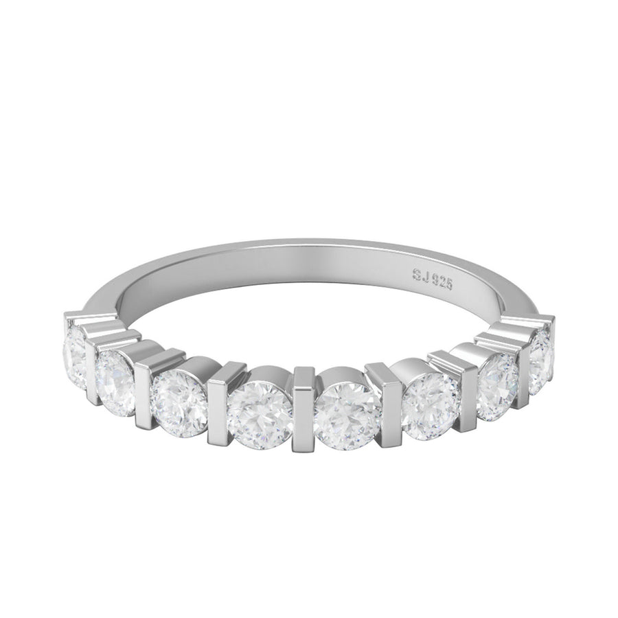 Moissanite Eternity Band Ring - Sterling Silver
