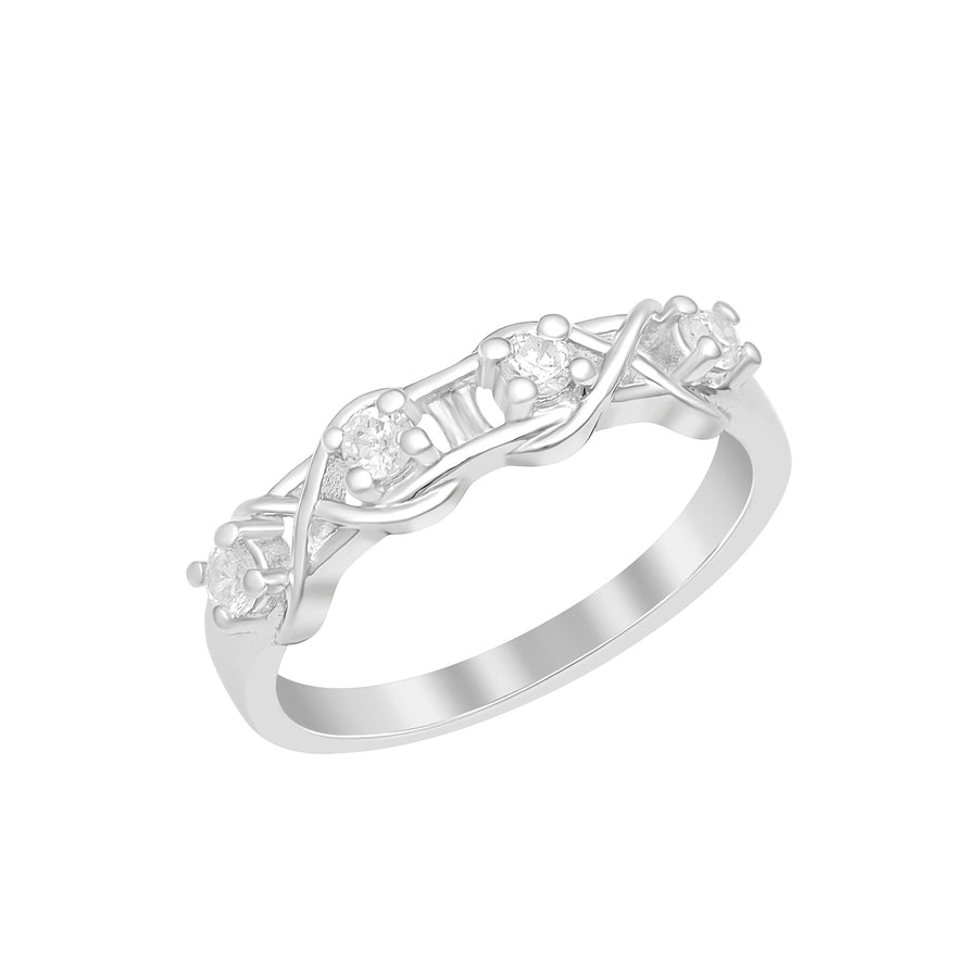 Cubic Zircon Infinity Design Ring -Sterling Silver